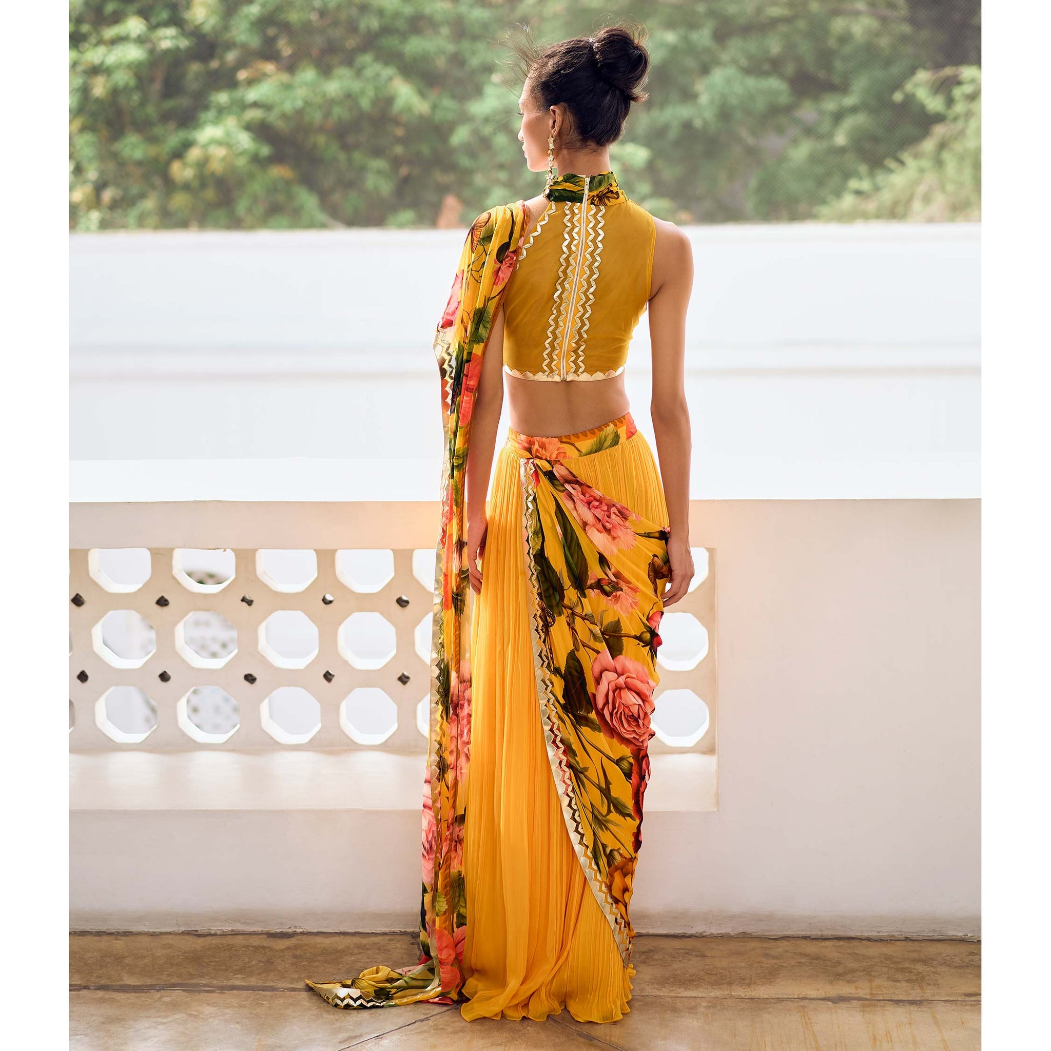 Embroidered Pre- Draped Sari