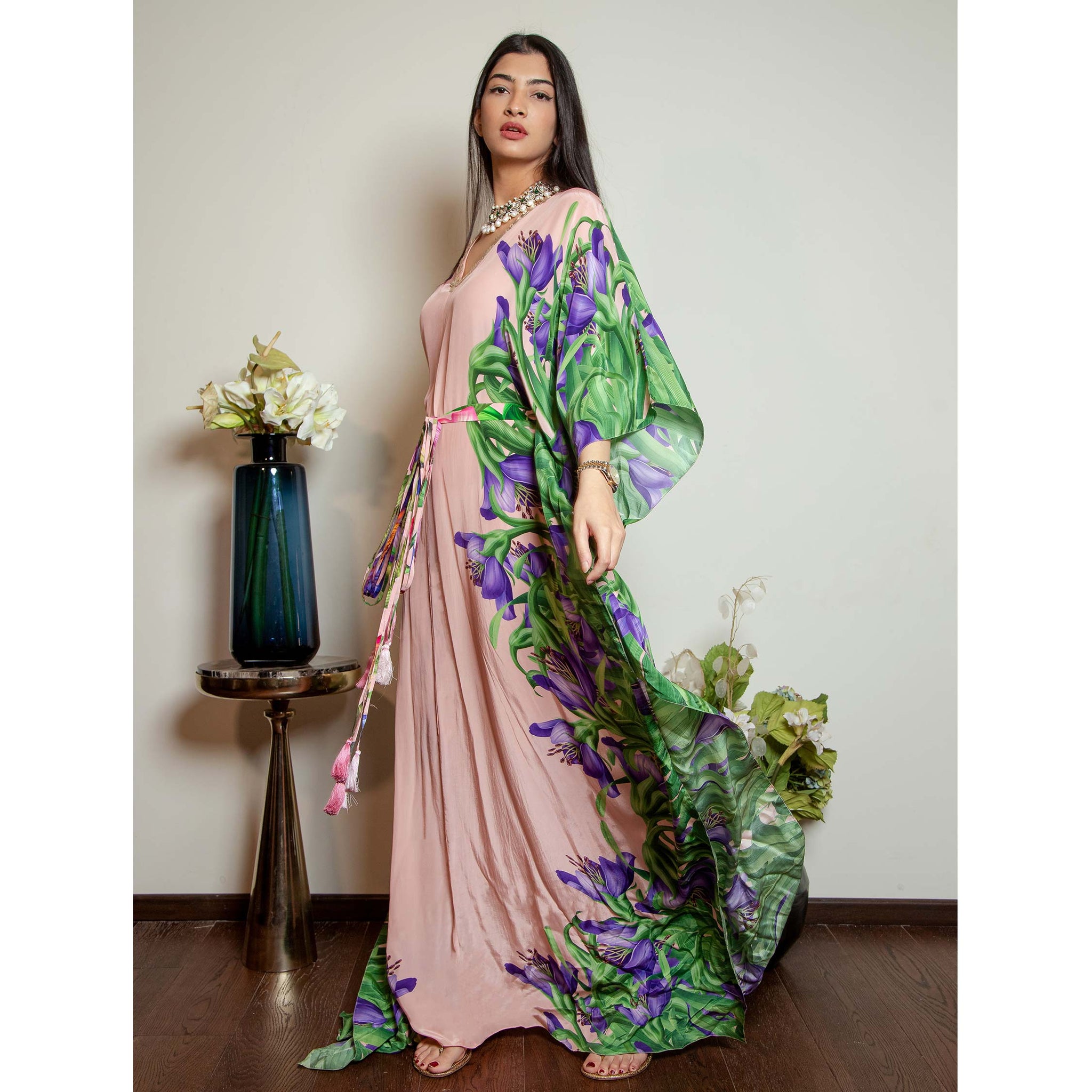 Embroidered Kaftan Dress